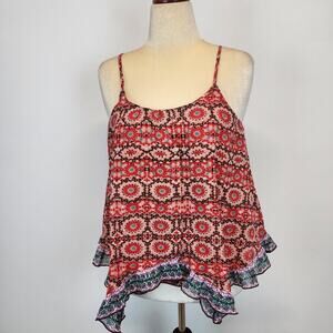 Women's Red Patterned Sleeveless Top